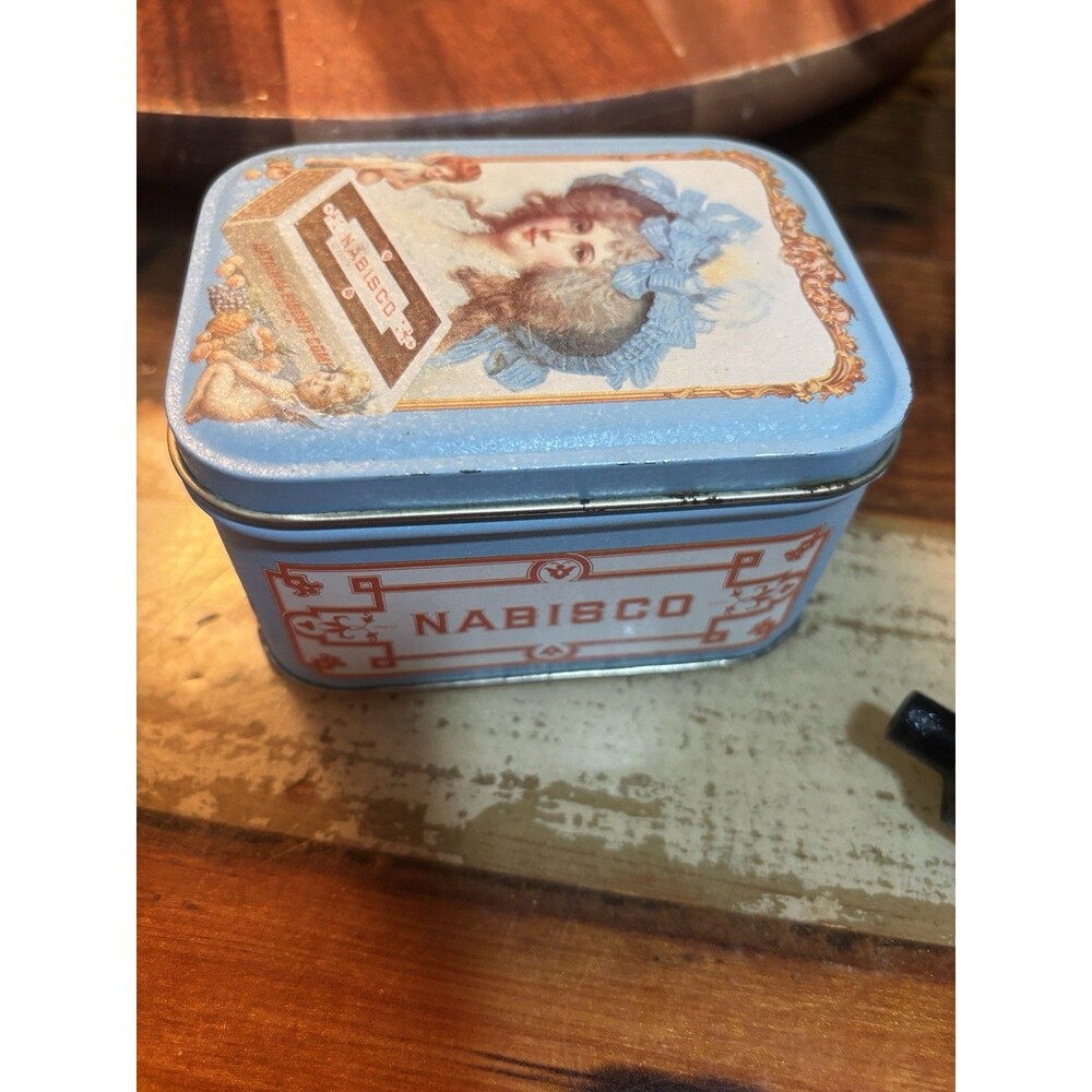 Nabisco Vintage Advertising Tin Blue Lady Artwork Cereal Collectible
